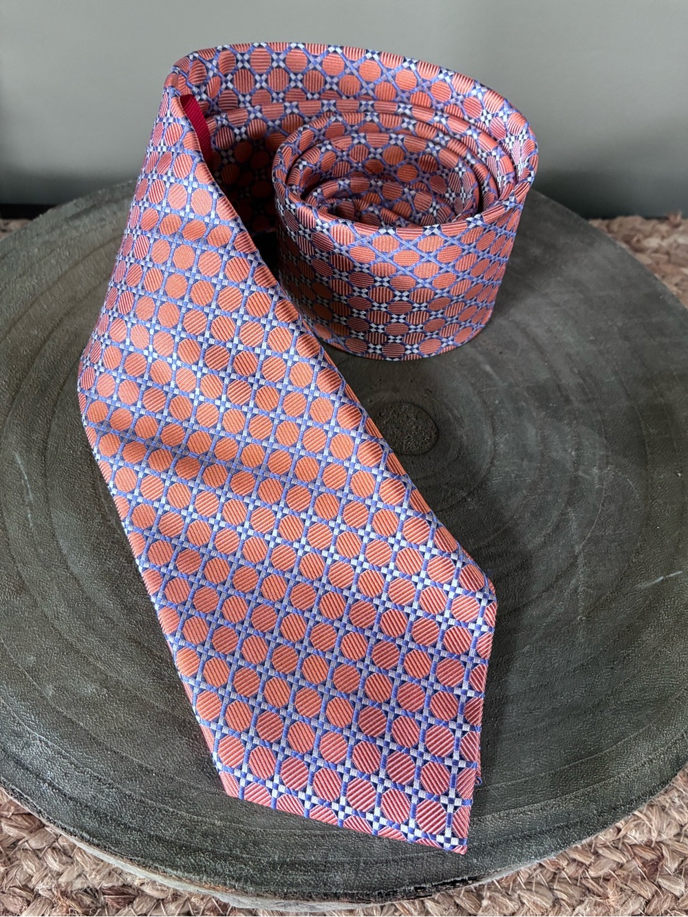 Chaps Coral and Navy Geometric Tie